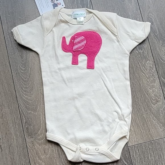 CATE & LEVI Organic Onesie - Baby - Made in Canada NEW NWT 6-12mo Elephant - Picture 4 of 4